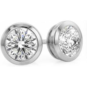 Bezel Set Lab Grown Diamond Stud Earrings for Women | 1/6-3 1/4 Carat Studs | 14